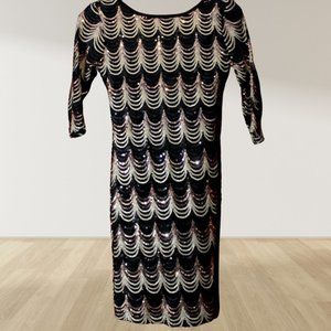 Crystal Doll Sequined 3/4 Length Sleeve Cocktail Dress